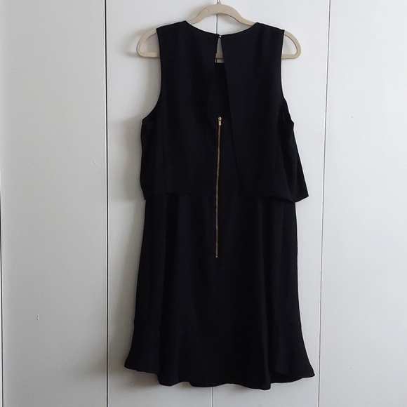 Banana Republic Black Attached Camisole Tiered Sleeveless Fluted Hem Dress Sz 14 - Picture 4 of 16